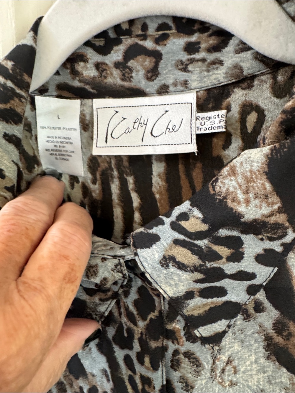 Women's Animal Print Button-Down Blouse in Brown/Black - Picture 2 of 6